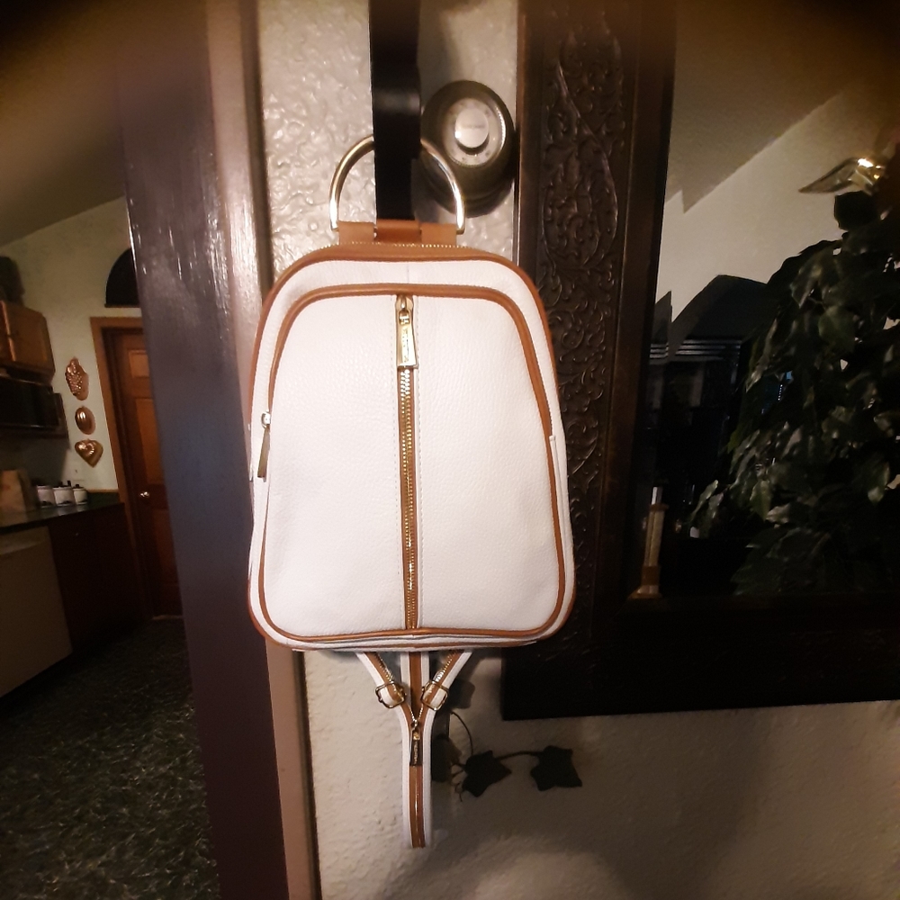 Valentina white leather backpack